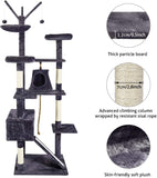 Meerveil キャットタワー 高さ210cm 6段階設計 大型 猫タワー 天然サイザル 麻紐 多頭飼い 爪とぎ 大型ハウス 滑り台 見晴らし台付き 転倒防止 安定性 キャットツリー 据え置き ダークグレ#57515