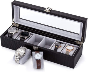腕時計収納ボックス 腕時計収納 コレクションボックス 時計ケース 透明窓 携帯電話 6 本用 プレミアム#63226