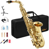 サックス アルトサックス Eb Saxophone ゴールドラッカー サクソフォン ケース付き お手入れセット サックス 初心者 AS-Ⅱ#42412