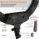 LEDリングライト 三脚スタンド付き 外径18インチ カメラ写真ビデオ用照明セット 3色モード/10段輝度調節 65W 3200-5500K 撮影照明用ライト 美容化粧/YouTube生放送/ビデオカメラ撮影用#72634